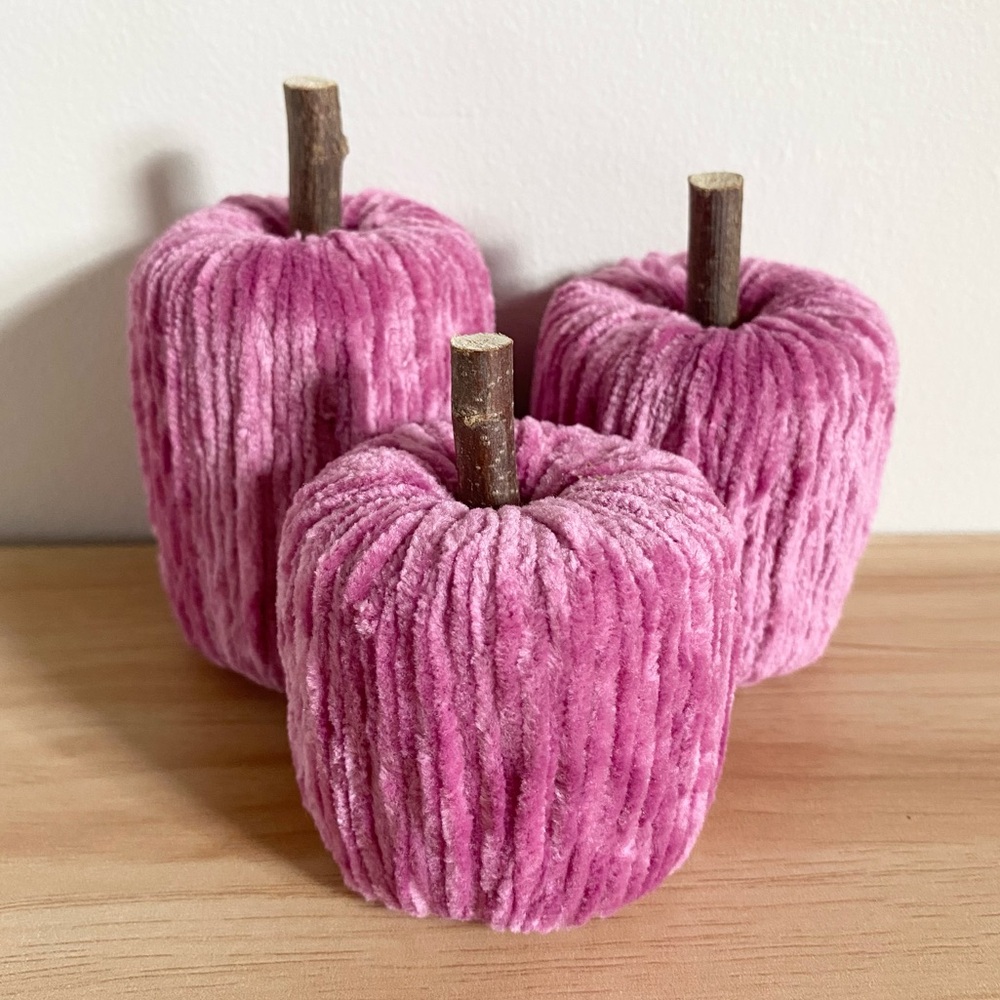 Velvet Pumpkins Handmade Fall Decor Set of 3